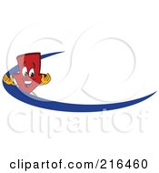 Poster, Art Print Of Red Down Arrow Character Logo Mascot With A Blue Dash