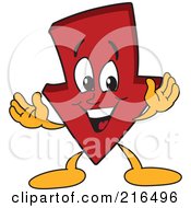 Poster, Art Print Of Red Down Arrow Character Mascot