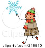 Poster, Art Print Of Childs Sketch Of A Boy Carrying A Snowflake