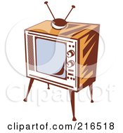 Poster, Art Print Of Retro Wooden Box Television And Stand