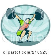 Poster, Art Print Of Retro Bodybuilder Squatting And Lifting A Barbell Logo