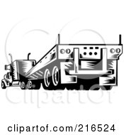 Poster, Art Print Of Rear View Of A Retro Black And White Big Rig