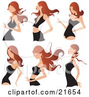 Clipart Picture Illustration Of A Collection Of Attractive Young Caucasian Woman In Different Clothes With Different Hairstyles Over White by OnFocusMedia #COLLC21654-0049