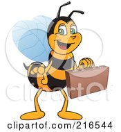 Worker Bee Character Mascot Carrying A Briefcase