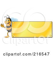 Worker Bee Character Logo Mascot With A Gold Plaque