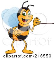 Worker Bee Character Mascot Using A Pointer Stick by Mascot Junction