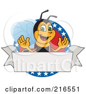 Worker Bee Character Logo Mascot On A Patriotic Star Circle by Toons4Biz