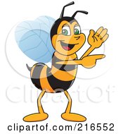 Poster, Art Print Of Worker Bee Character Mascot Waving And Pointing