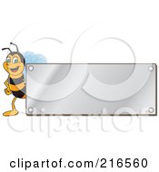 Poster, Art Print Of Worker Bee Character Logo Mascot With A Silver Plaque