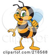 Worker Bee Character Mascot Using A Magnifying Glass
