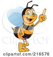 Worker Bee Character Mascot Pointing Upwards
