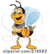 Poster, Art Print Of Worker Bee Character Mascot Pointing Outwards