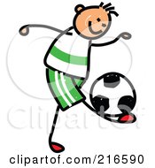 Poster, Art Print Of Childs Sketch Of A Boy Playing Soccer - 1