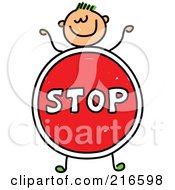 Poster, Art Print Of Childs Sketch Of A Boy With A Stop Sign Body