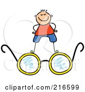 Poster, Art Print Of Childs Sketch Of A Boy Standing On Glasses