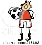 Poster, Art Print Of Childs Sketch Of A Soccer Boy - 2