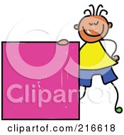 Royalty Free RF Clipart Illustration Of A Childs Sketch Of A Boy With A Pink Square