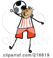 Poster, Art Print Of Childs Sketch Of A Boy Playing Soccer - 3