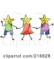 Poster, Art Print Of Childs Sketch Of A Group Of Kids With Star Heads