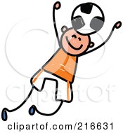 Poster, Art Print Of Childs Sketch Of A Boy Playing Soccer - 2