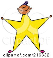 Poster, Art Print Of Childs Sketch Of A Boy With A Yellow Star Body