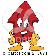 Poster, Art Print Of Red Up Arrow Character Mascot Pointing Outwards