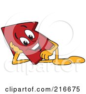 Red Up Arrow Character Mascot Reclined