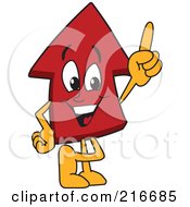 Red Up Arrow Character Mascot Pointing Up