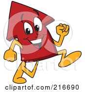 Poster, Art Print Of Red Up Arrow Character Mascot Running