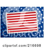 Slanted Plaque Of Red And White Stripes Over Blue With White American Stars