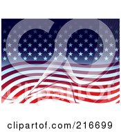 Royalty Free RF Clipart Illustration Of An American Background Of White Mesh Waves Over Stars And Stripes by michaeltravers
