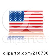 American Flag With Its Stars And Stripes Reflecting