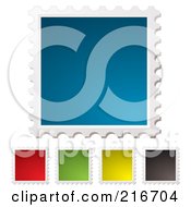 Digital Collage Of Blank Colorful Postal Stamps With White Edges