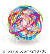 Royalty Free RF Clipart Illustration Of A Vibrantly Colored Elastic Band Ball by michaeltravers #COLLC216705-0111