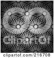Royalty Free RF Clipart Illustration Of A Background Of Silver Floral Bursts On Black
