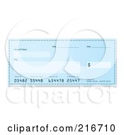 Royalty Free RF Clipart Illustration Of A Blank Blue Bank Check by michaeltravers #COLLC216710-0111
