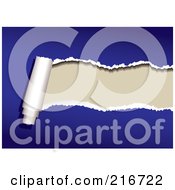 Royalty Free RF Clipart Illustration Of A Rip Of White Paper On Blue