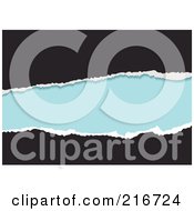 Royalty Free RF Clipart Illustration Of Edges Of Black Torn Paper Over Blue by michaeltravers