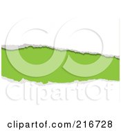 Royalty Free RF Clipart Illustration Of A Rip Of White Paper On Lime Green by michaeltravers