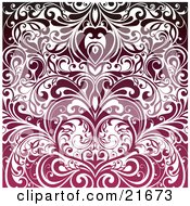 Clipart Picture Illustration Of Elegant Vines Forming A Heart In Gradient Pink To Red To Black Tones
