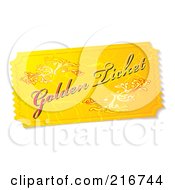 Royalty Free RF Clipart Illustration Of A Golden Ticket Stub by michaeltravers #COLLC216744-0111