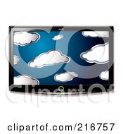 Poster, Art Print Of Wall Mounted Lcd Tv With A Cloud Display