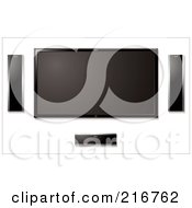 Poster, Art Print Of Wall Mounted Lcd Tv With Surround Sound Speakers
