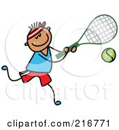 Poster, Art Print Of Childs Sketch Of A Boy Playing Tennis