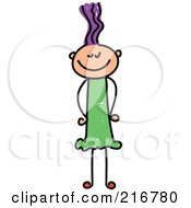 Royalty Free RF Clipart Illustration Of A Childs Sketch Of A Thin Girl