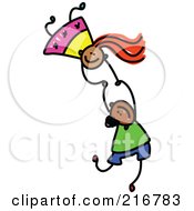 Royalty Free RF Clipart Illustration Of A Childs Sketch Of Two Kids Holding Hands While Falling 2