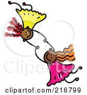 Royalty Free RF Clipart Illustration Of A Childs Sketch Of Two Girls Holding Hands And Falling 2