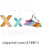 Childs Sketch Of A Lowercase And Capital Letter X With A Xylophone