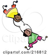 Royalty Free RF Clipart Illustration Of A Childs Sketch Of Two Boys Falling And Holding Hands 3