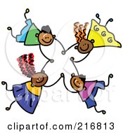 Royalty Free RF Clipart Illustration Of A Childs Sketch Of Four Kids Holding Hands While Falling 6